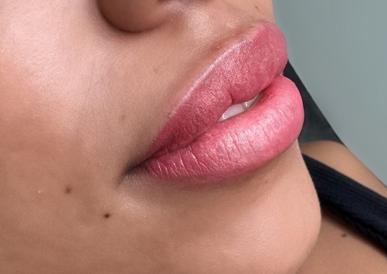 Lips after lip blush treatment at Berkem Brows