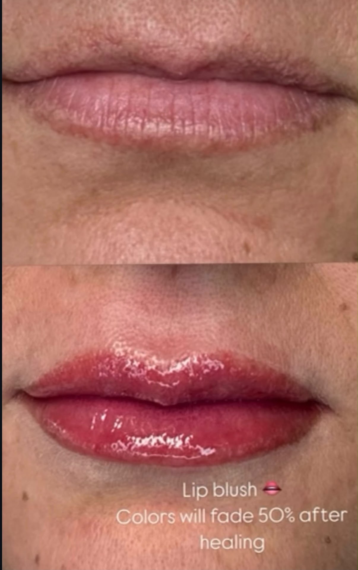 Lip blush before and after at Berkem Brows