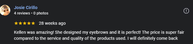 Five-star Google review for Berkem Brows