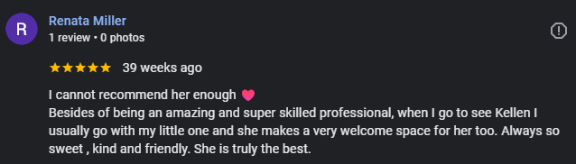 Five-star Google review for Berkem Brows